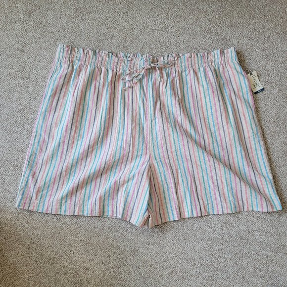 NWT Terra & Sky Women's Plus High Waist Linen Shorts Size 3X - Picture 1 of 7